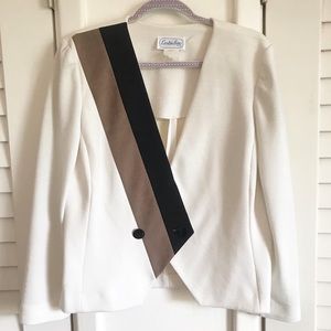 Vintage 80s White and Neutrals Leslie Fay Jacket